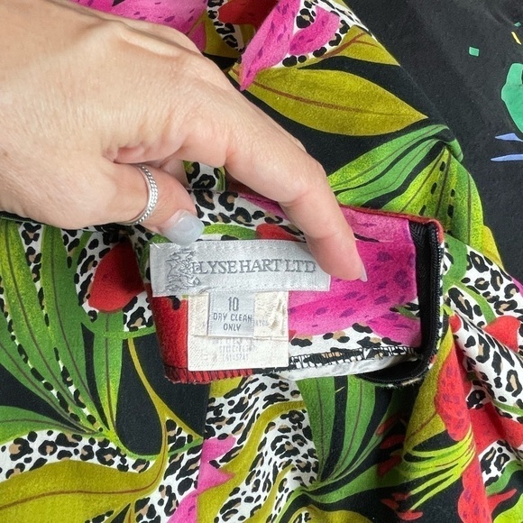 ILYSE HART LTD Farm Rio Style Vintage Cotton Tropical Knee Length Skirt Size 8 - Picture 7 of 8